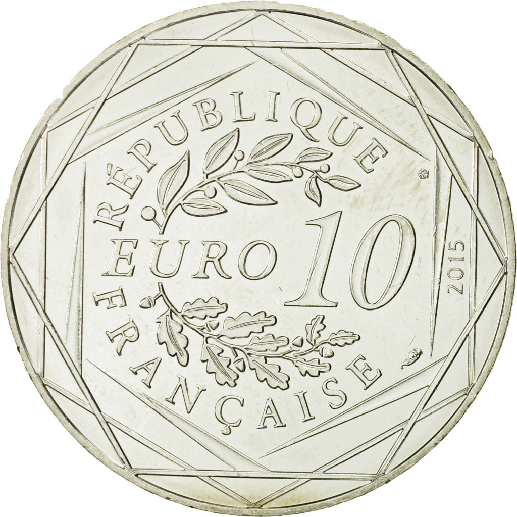 Coin, France, 10 Euro, Fraternité, Abraracourcix, 2015, MS(63), Silver