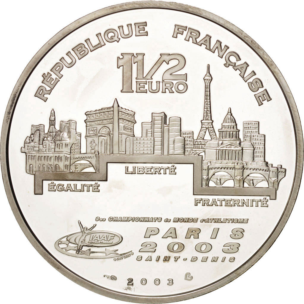 Moneta, Francja, 1-1/2 Euro, 2003, Paris, MS(64), Srebro, KM:1843