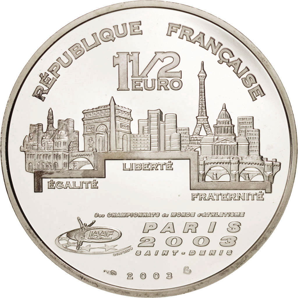 Coin, France, 1-1/2 Euro, 2003, MS(64), Silver, KM:1997