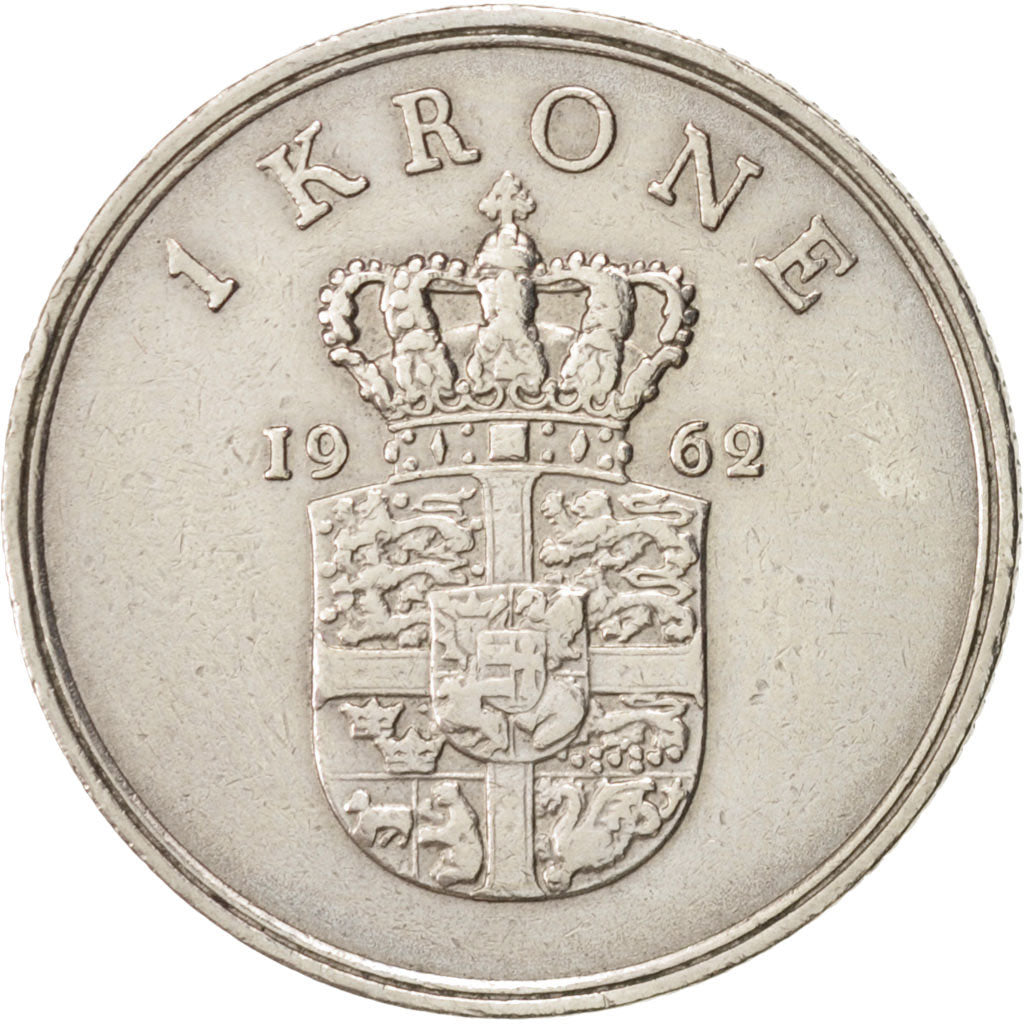 Coin, Denmark, Frederik IX, Krone, 1962, Copenhagen, EF(40-45), Copper-nickel