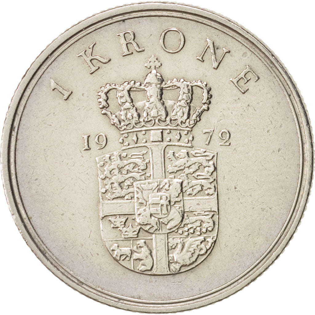 Coin, Denmark, Frederik IX, Krone, 1972, Copenhagen, EF(40-45), Copper-nickel