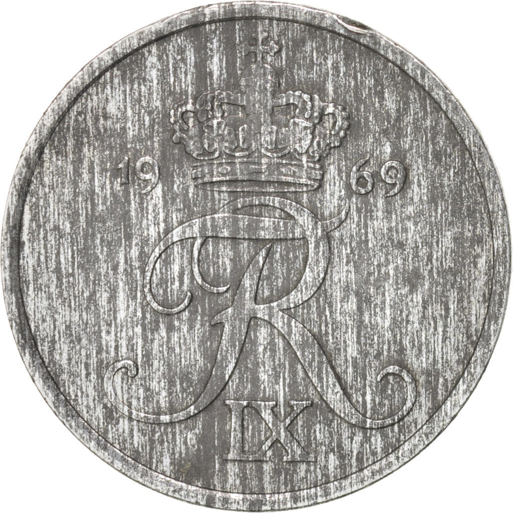 Coin, Denmark, Frederik IX, Ore, 1969, Copenhagen, EF(40-45), Zinc, KM:839.2
