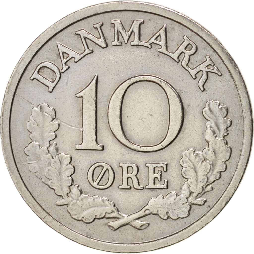 Coin, Denmark, Frederik IX, 10 Öre, 1965, Copenhagen, AU(50-53), Copper-nickel