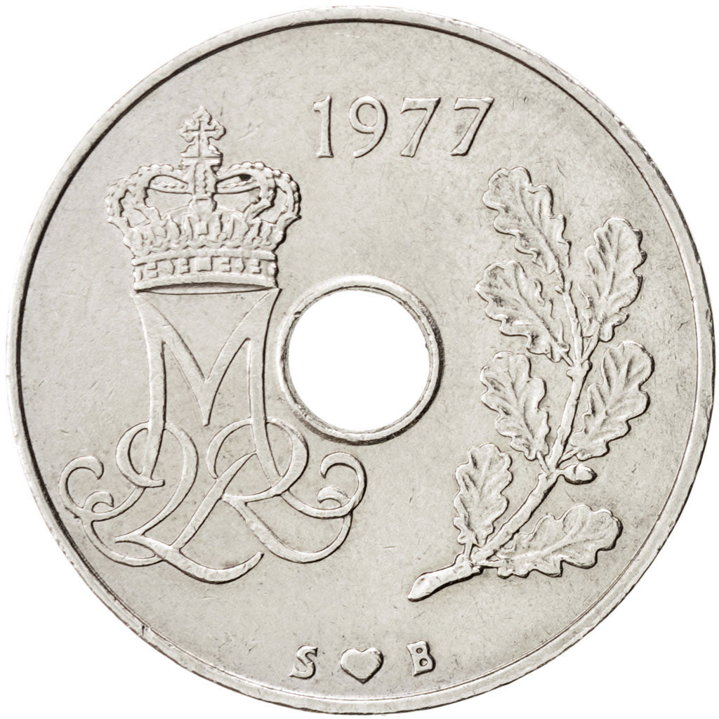 Coin, Denmark, Margrethe II, 25 Öre, 1977, Copenhagen, EF(40-45)