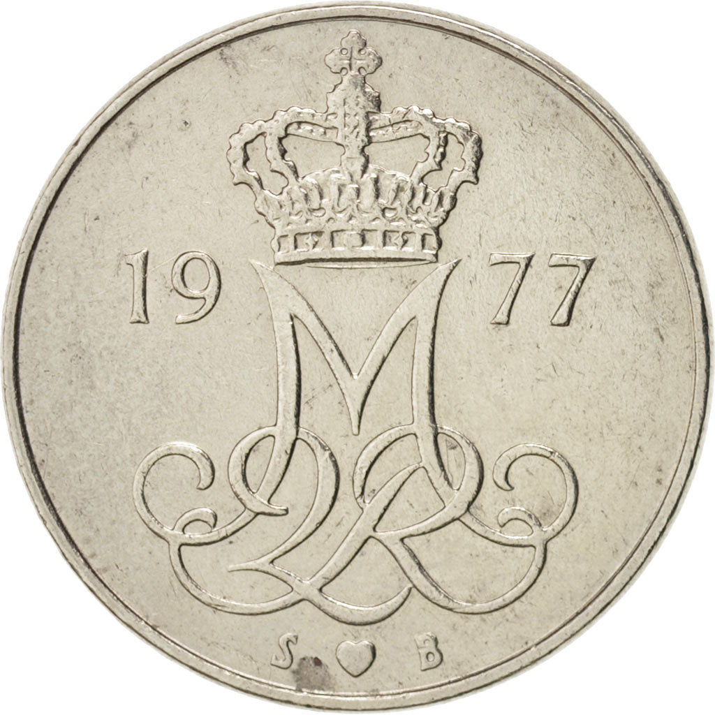 Coin, Denmark, Margrethe II, 10 Öre, 1977, Copenhagen, EF(40-45)