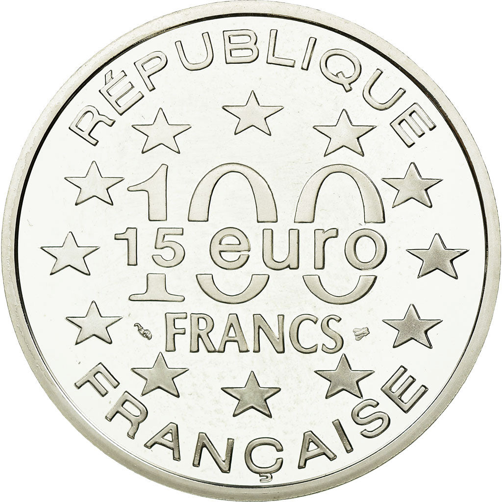 Coin, France, 100 Francs-15 Euro, 1996, Paris, MS(65-70), Silver, KM:1156