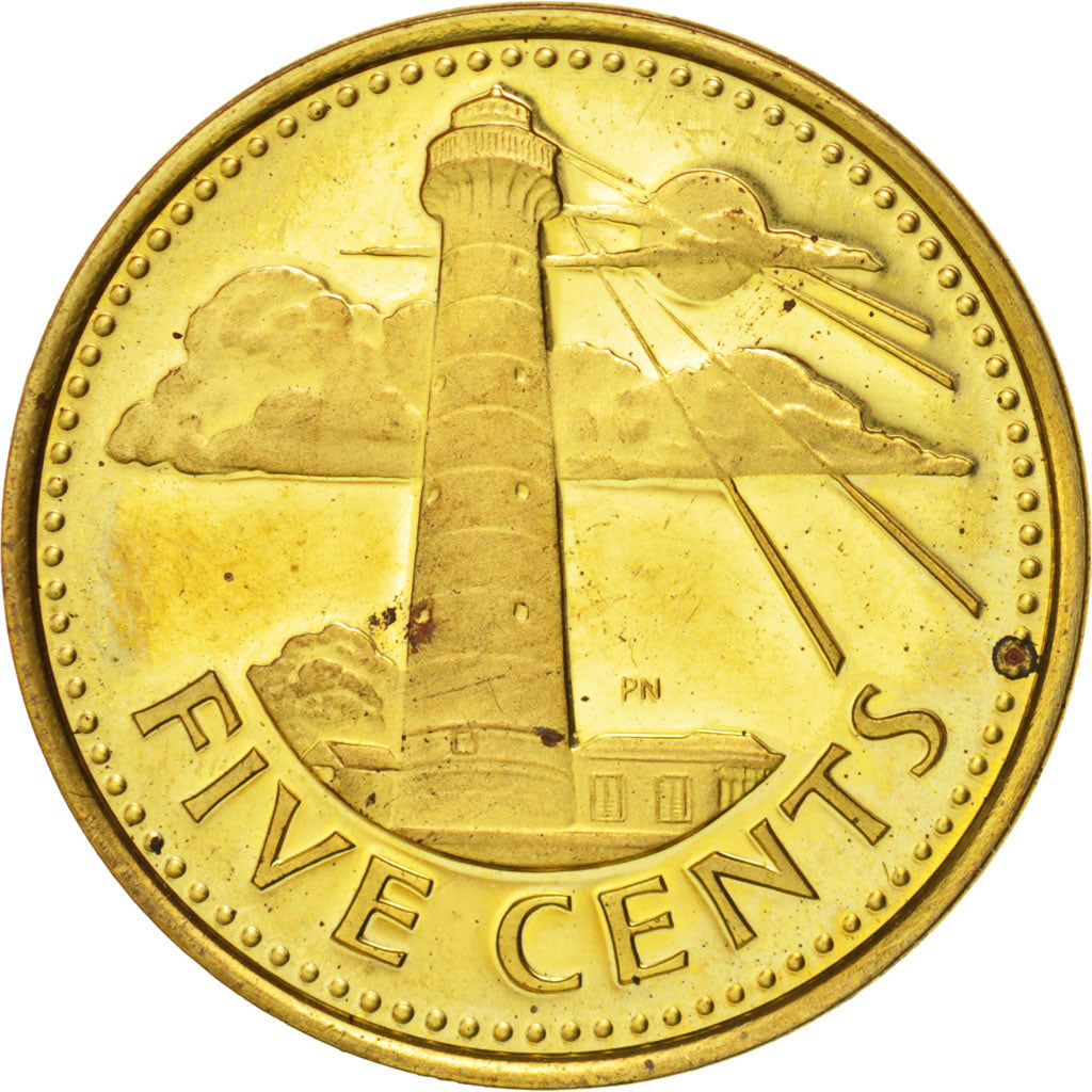 Coin, Barbados, 5 Cents, 1973, Franklin Mint, MS(63), Brass, KM:11