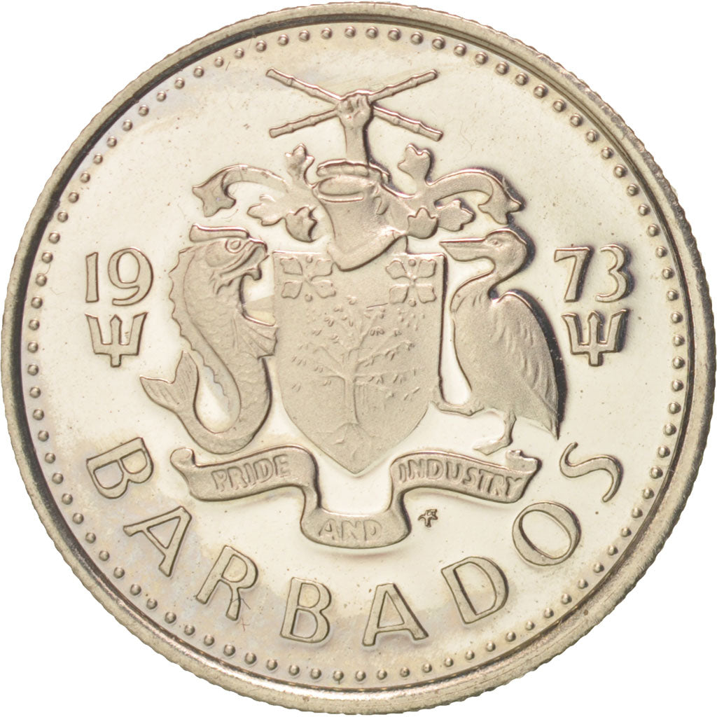 Coin, Barbados, 10 Cents, 1973, Franklin Mint, MS(63), Copper-nickel, KM:12