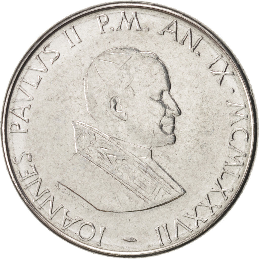 Coin, VATICAN CITY, John Paul II, 50 Lire, 1987, MS(65-70), Stainless Steel