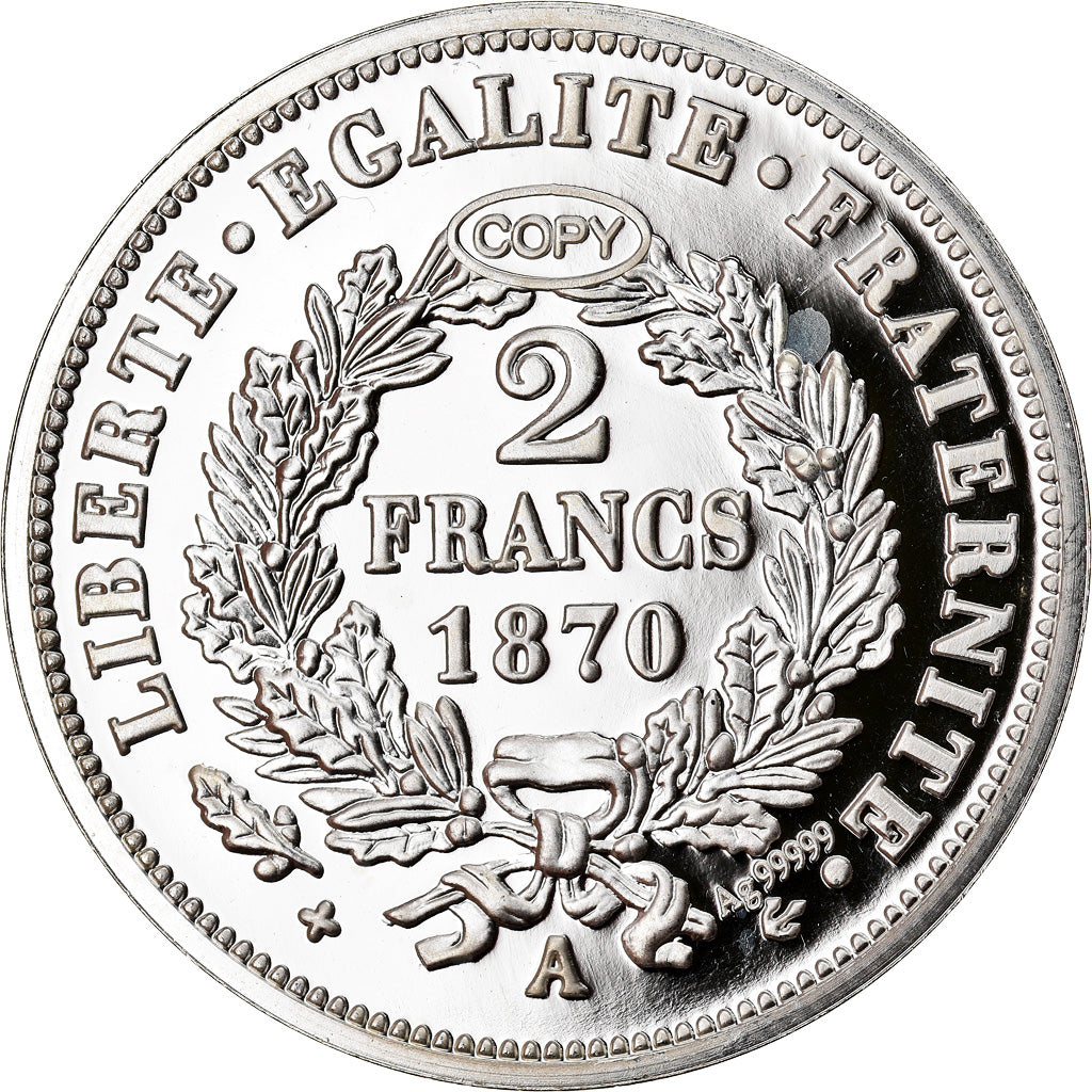 France, Medal, Reproduction de la 2 Francs Cérès 1870, MS(65-70), Silver