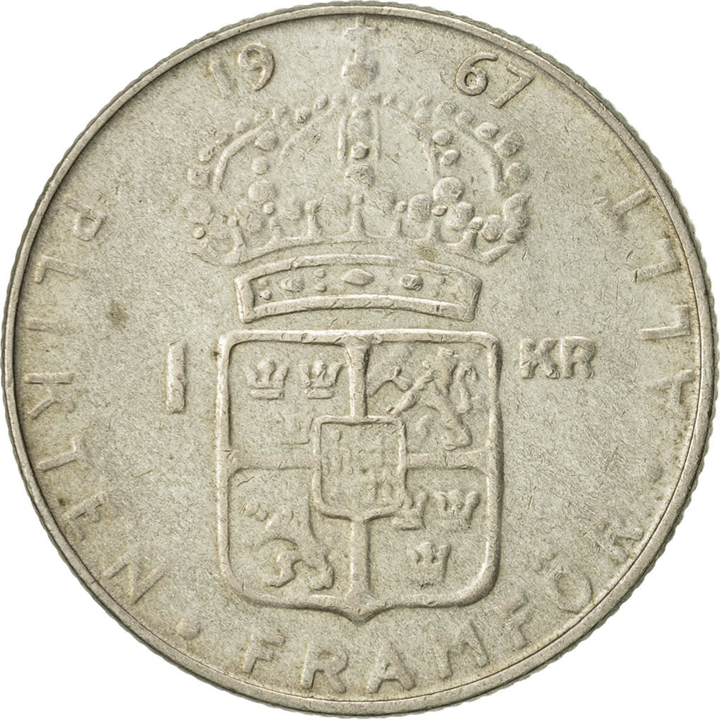 Coin, Sweden, Gustaf VI, Krona, 1967, EF(40-45), Silver, KM:826