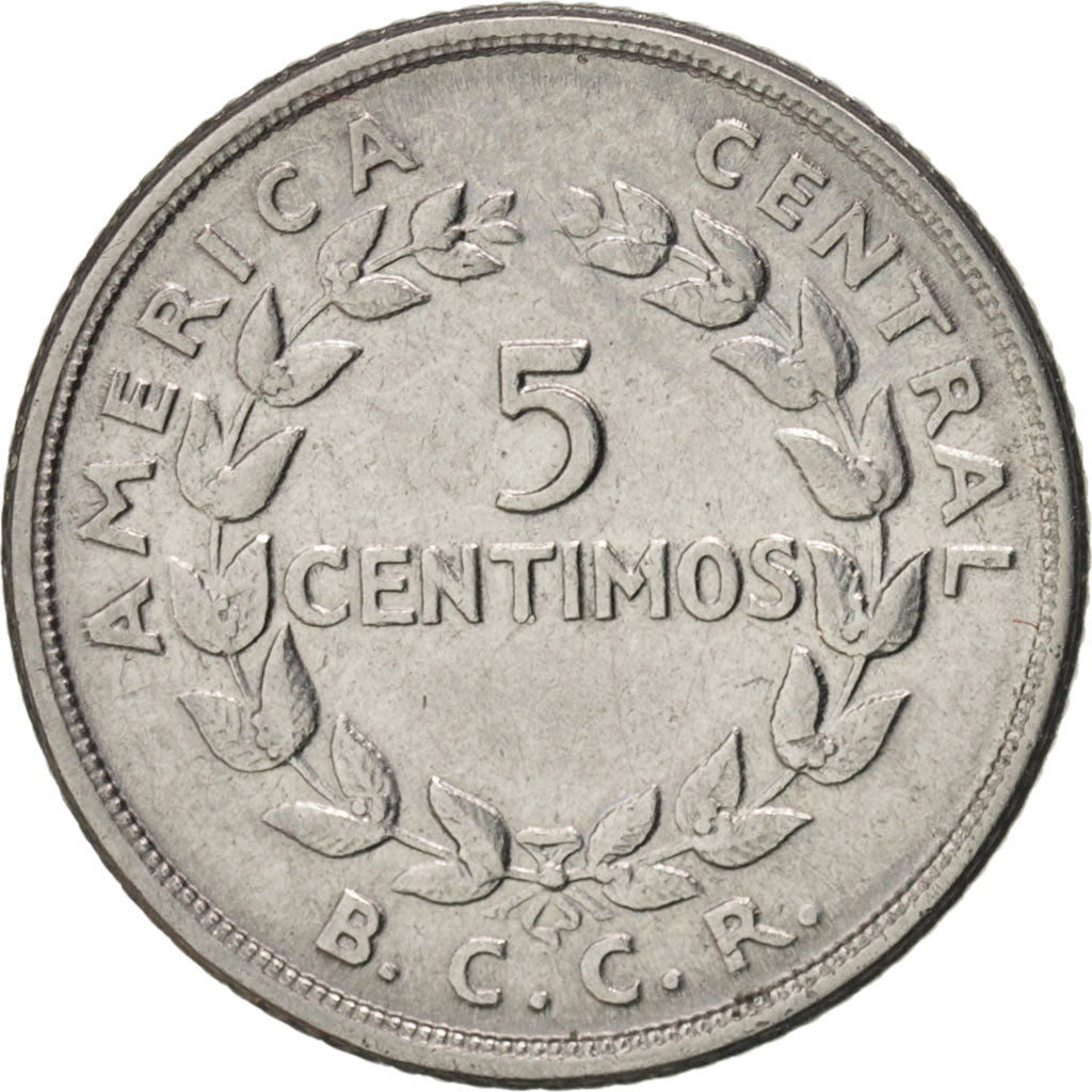 Coin, Costa Rica, 5 Centimos, 1958, AU(55-58), Stainless Steel, KM:184.1a