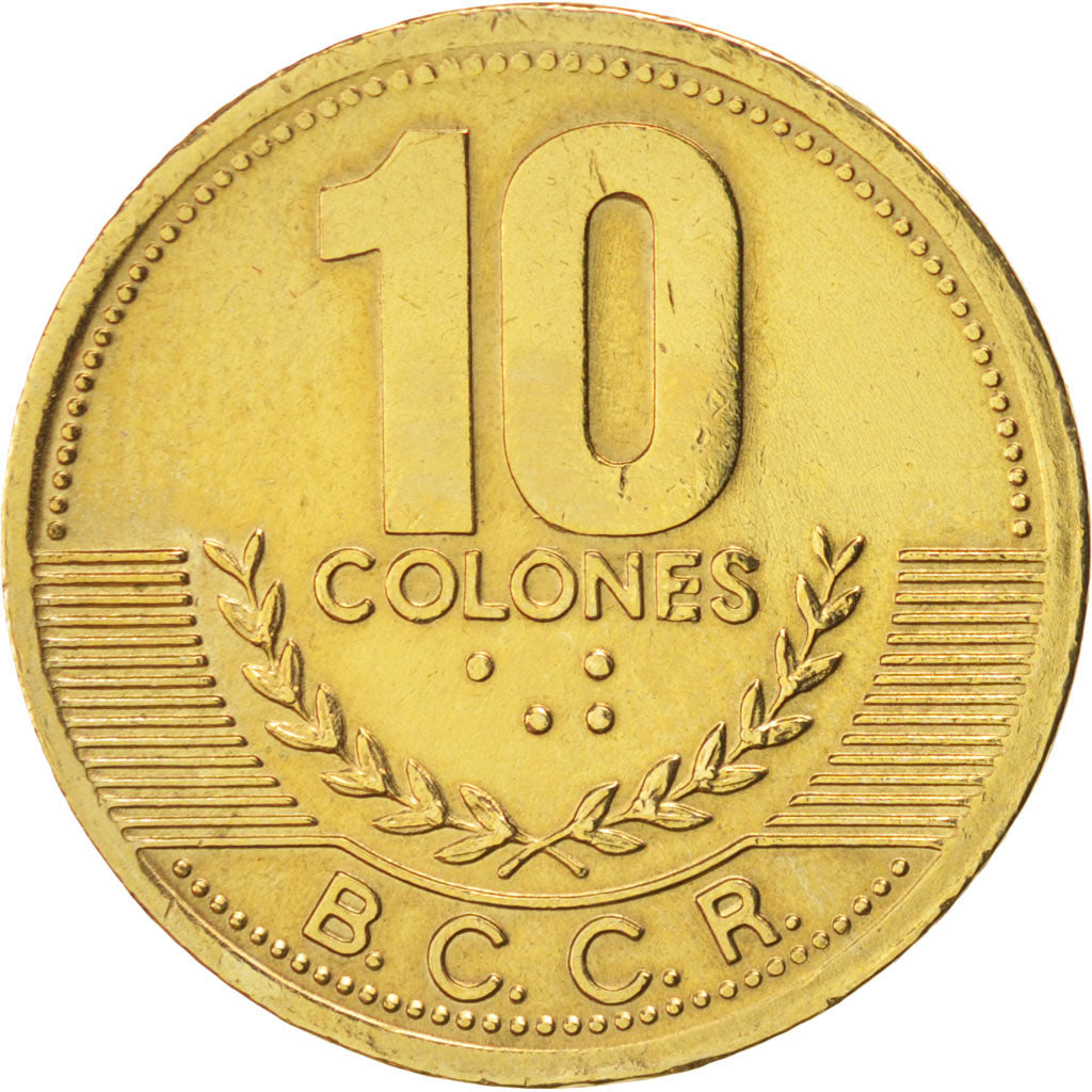 Coin, Costa Rica, 10 Colones, 2002, MS(60-62), Brass, KM:228.2