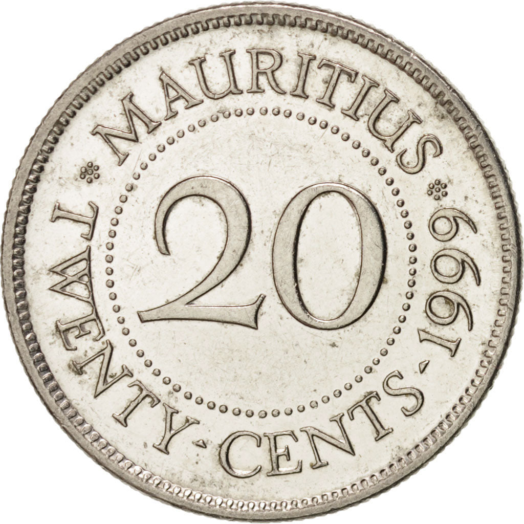 Monnaie, Mauritius, 20 Cents, 1999, TTB+, Nickel plated steel, KM:53