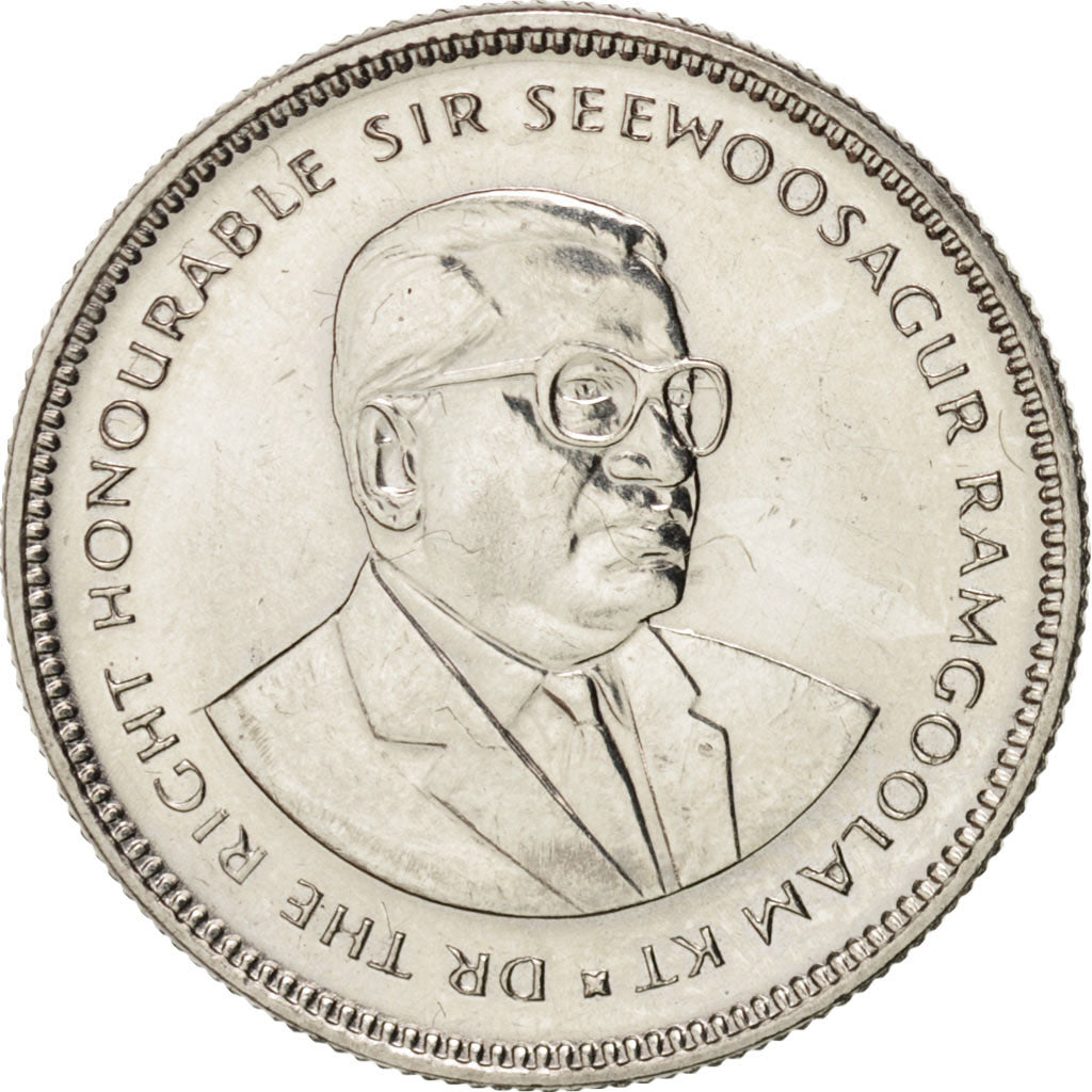 Coin, Mauritius, 20 Cents, 1987, AU(55-58), Nickel plated steel, KM:53