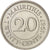 Moneda, Mauricio, 20 Cents, 1987, EBC, Níquel chapado en acero, KM:53