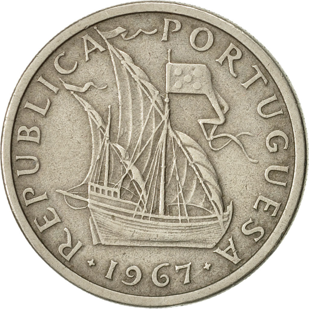 Moneda, Portugal, 5 Escudos, 1967, MBC+, Cobre - níquel, KM:591