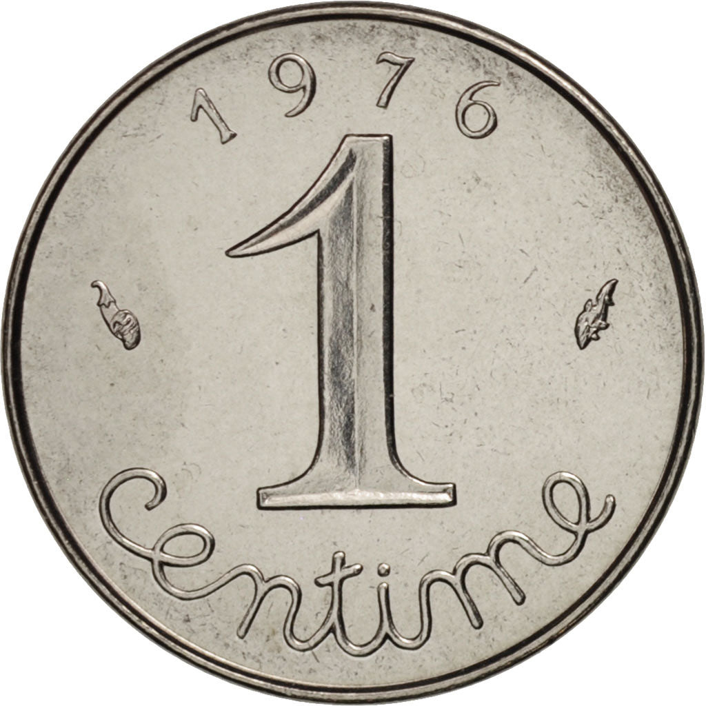 Moneta, Francja, Épi, Centime, 1976, Paris, MS(65-70), Stal nierdzewna, KM:928