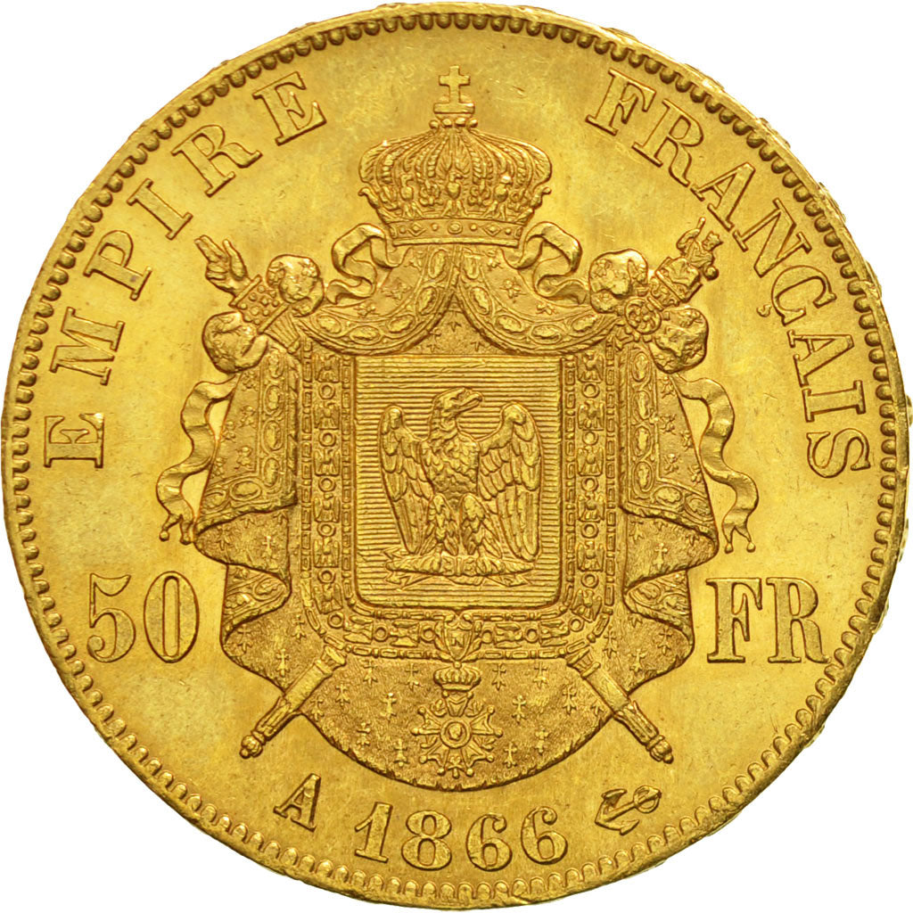 Munten, Frankrijk, Napoleon III, Napoléon III, 50 Francs, 1866, Paris, PR