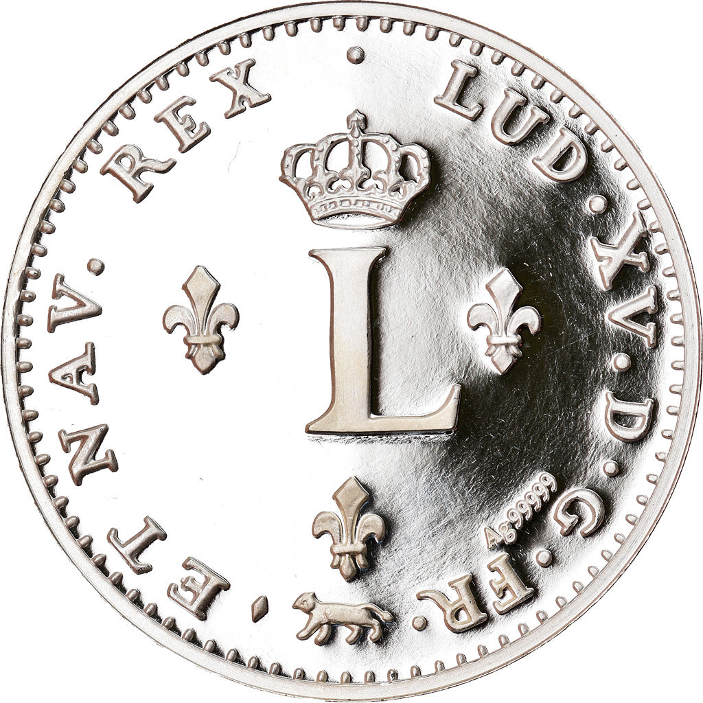 France, Medal, Reproduction du Double Sol 1739, Louis XV, MS(65-70), Silver