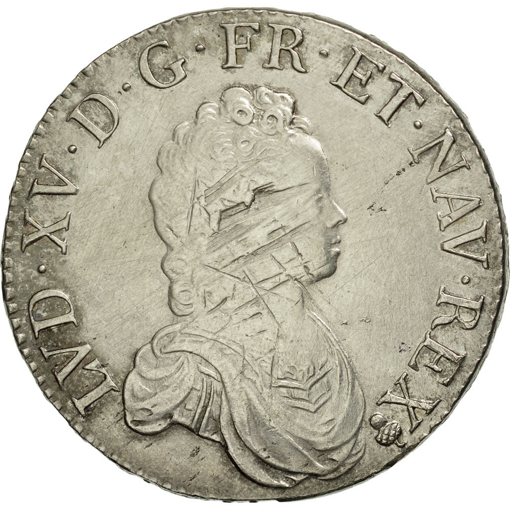 Moneda, Francia, Louis XV, Écu Vertugadin, Ecu, 1716, Reims, BC+, Plata