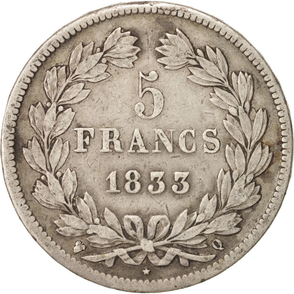 Coin, France, Louis-Philippe, 5 Francs, 1833, Perpignan, VF(30-35), Silver