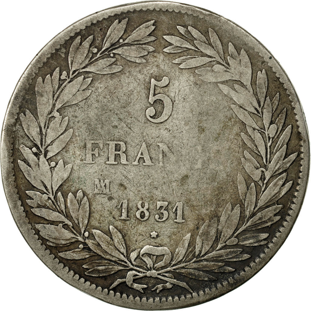 Monnaie, France, Louis-Philippe, 5 Francs, 1831, Marseille, B+, Argent
