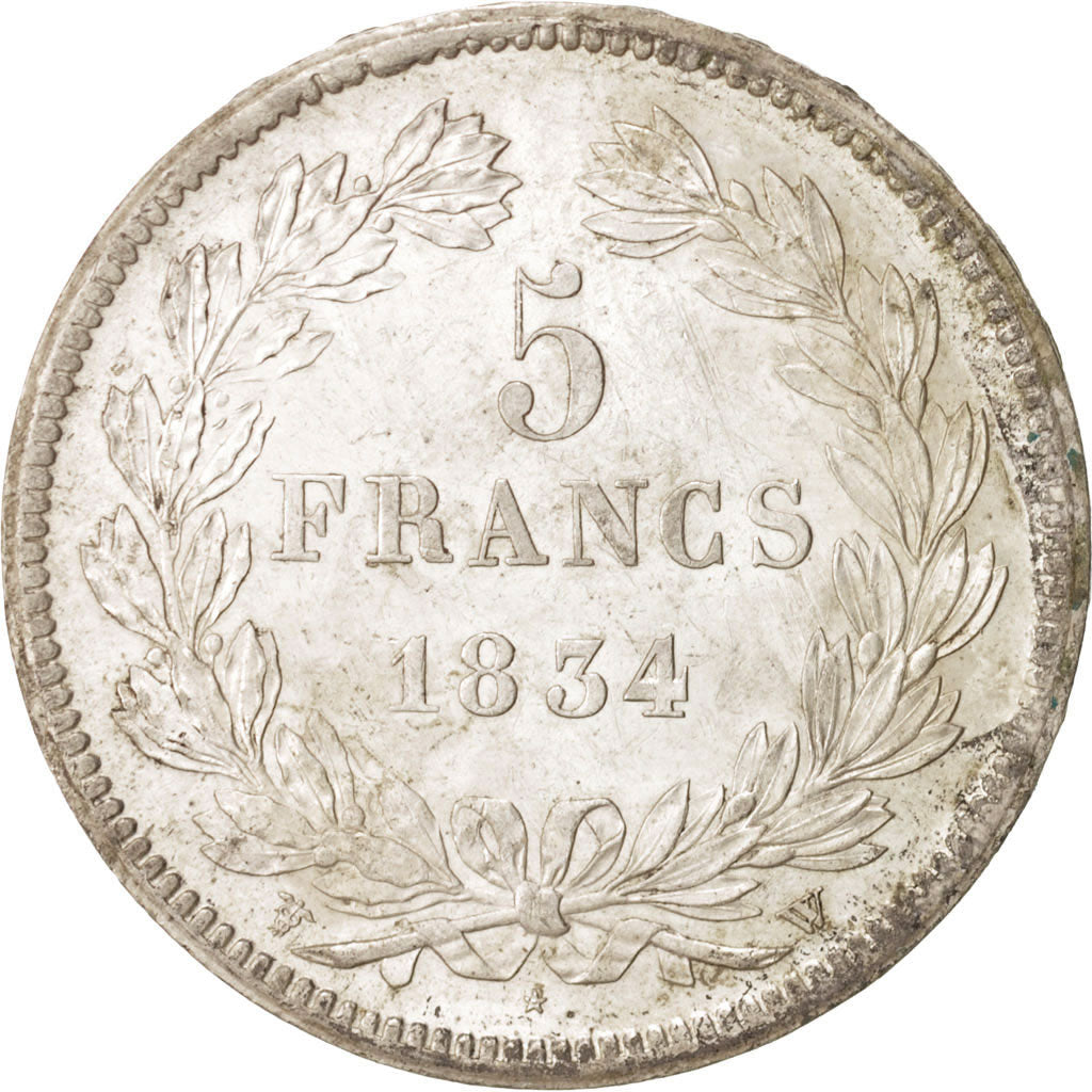 France, Louis-Philippe I, 5 Francs, 1834, Lille, Silver, AU(55-58), Gadoury:678