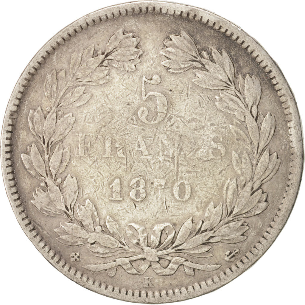 Coin, France, Cérès, 5 Francs, 1870, Bordeaux, VF(30-35), Silver, KM:818.2
