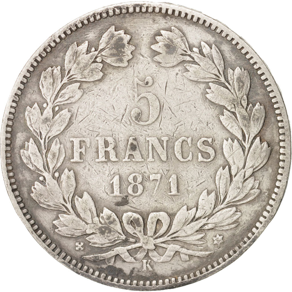 Monnaie, France, Cérès, 5 Francs, 1871, Bordeaux, TB+, Argent, KM:818.2