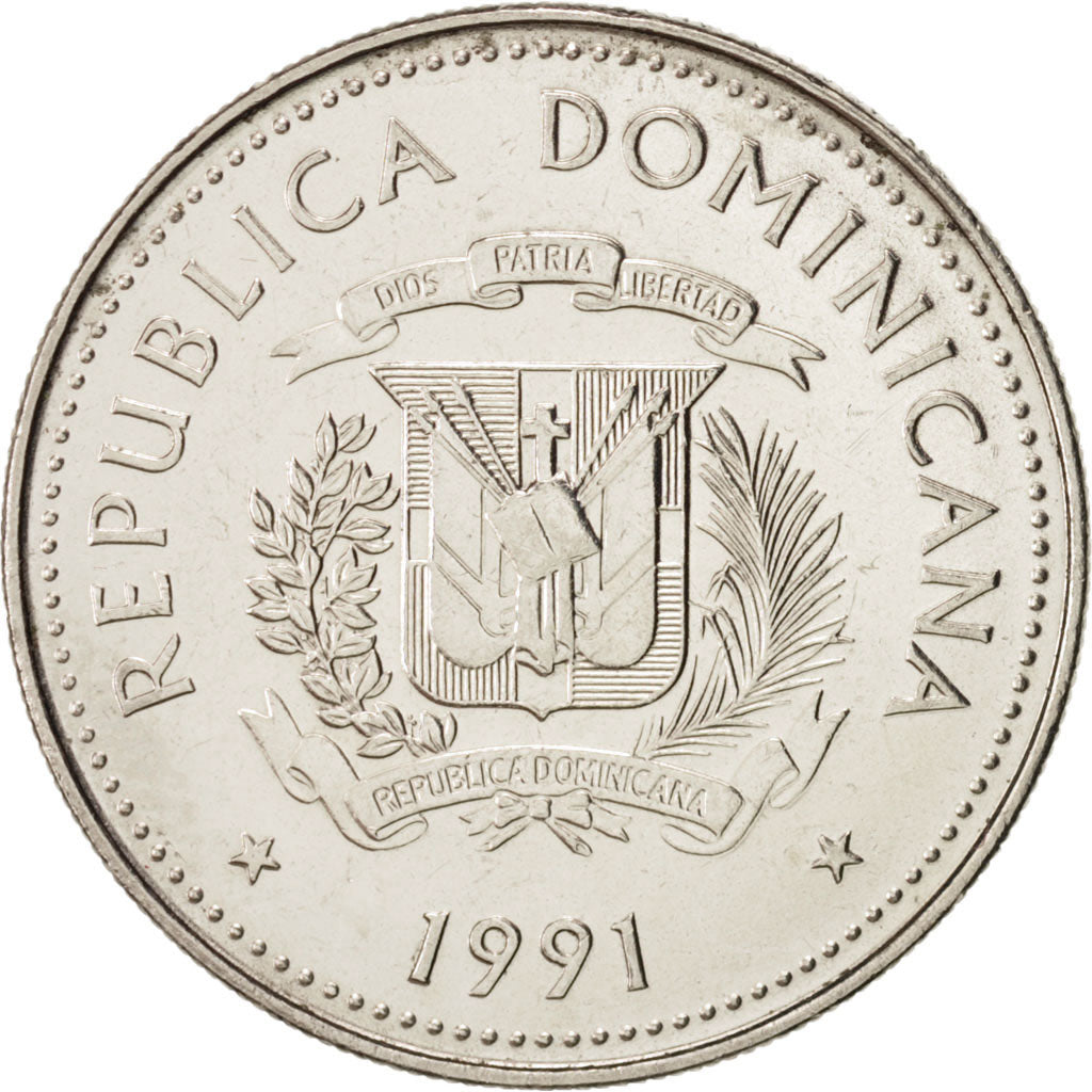 Monnaie, Dominican Republic, 25 Centavos, 1991, SUP, Nickel Clad Steel, KM:71.1