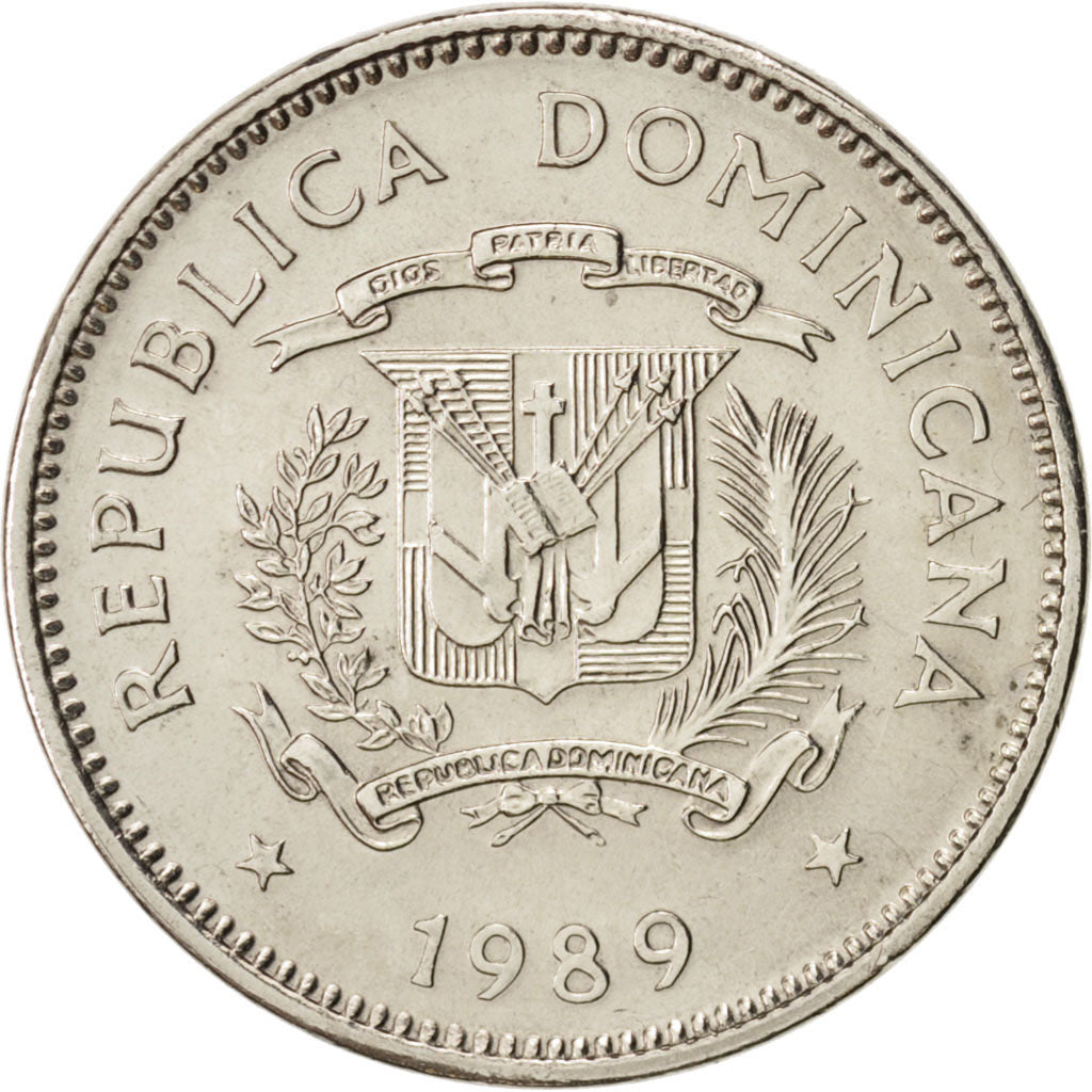 Coin, Dominican Republic, 5 Centavos, 1989, MS(65-70), Nickel Clad Steel, KM:69