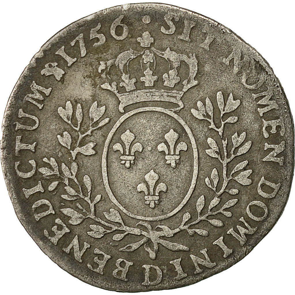 Francia, Louis XV, 1/10 Écu au bandeau, 1756, Lyon, Argento, MB, Gadoury:292