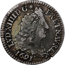 Francia, Louis XIV, 1/12 Ecu aux 8 L, 1691, Paris, reformed, Argento, MB+