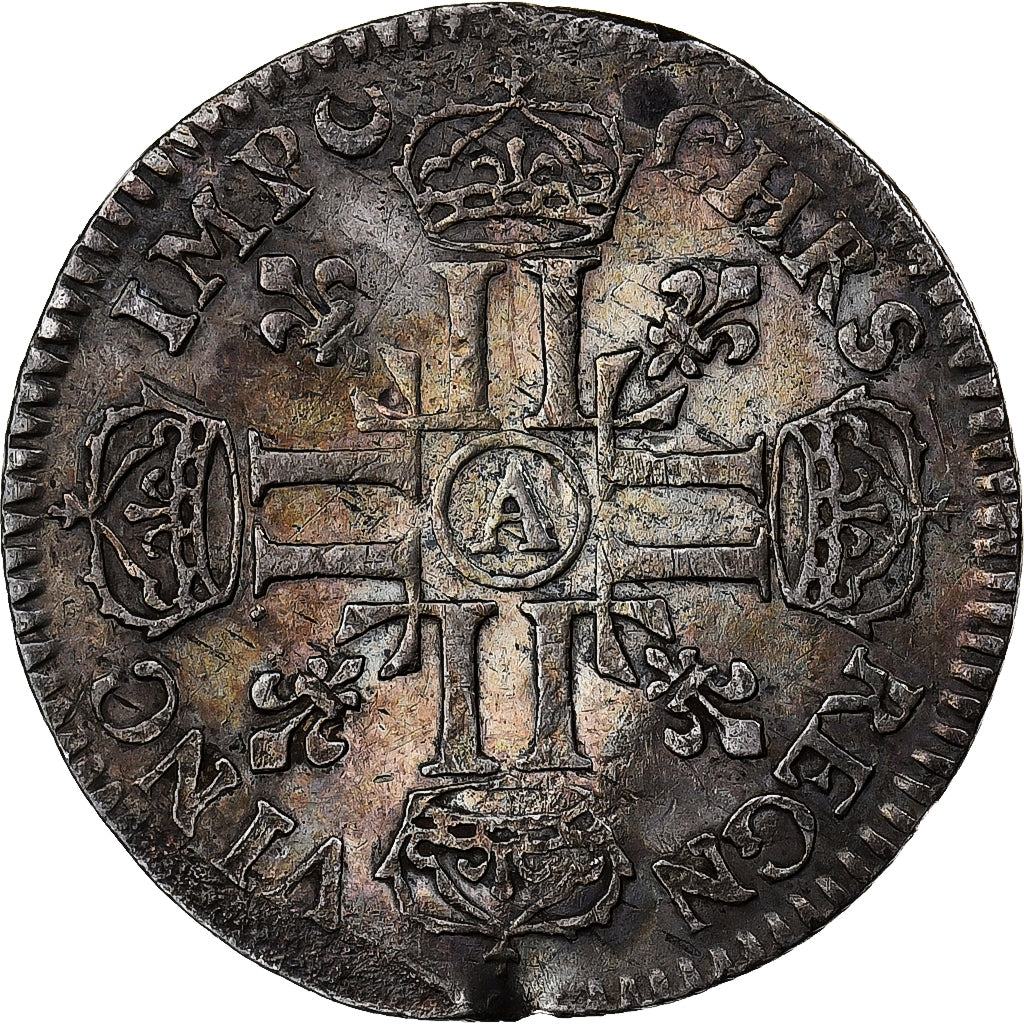 France, Louis XIV, 1/12 Ecu aux 8 L, 1691, Paris, Argent, TB+, Gadoury:118