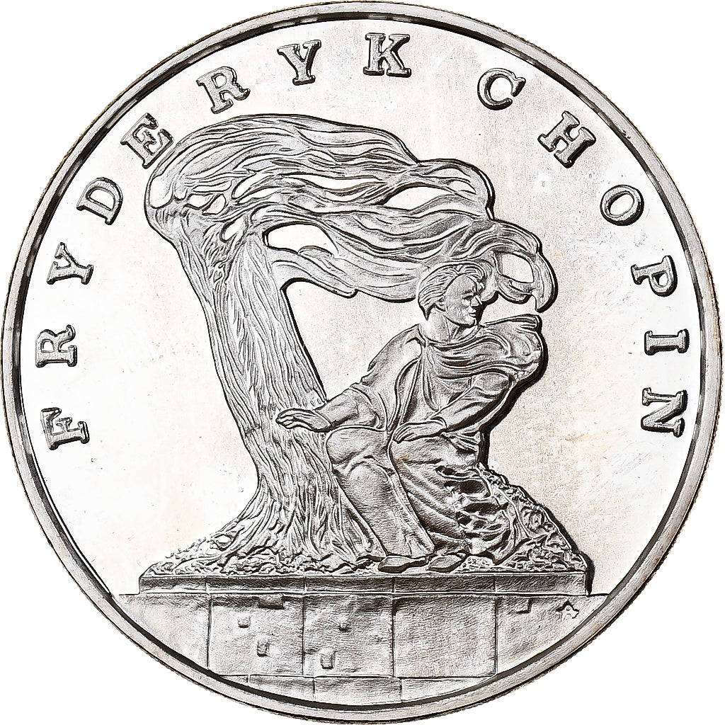 Poland, 100000 Zlotych, Frédéric Chopin, 1990, Proof, Silver, MS(63), KM:199
