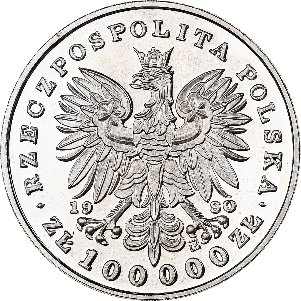 Poland, 100000 Zlotych, Frédéric Chopin, 1990, Proof, Silver, MS(63), KM:199