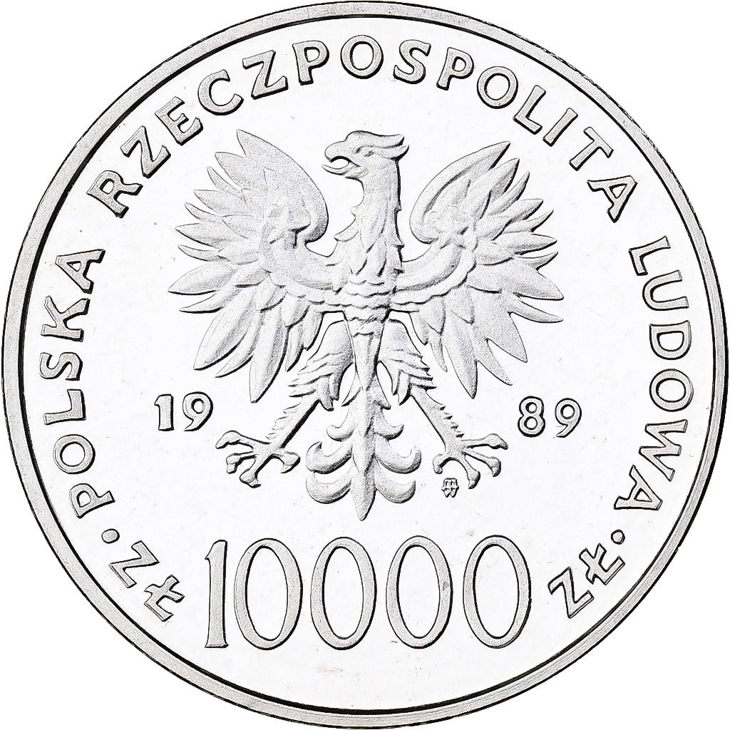 Poland, 10000 Zlotych, Jan Paweł II, 1989, Warsaw, Proof, Silver, MS(63)