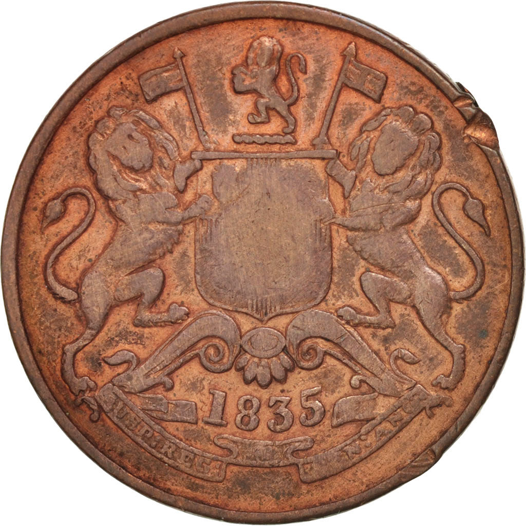 Coin, INDIA-BRITISH, 1/2 Anna, 1835, VF(30-35), Copper, KM:447.1