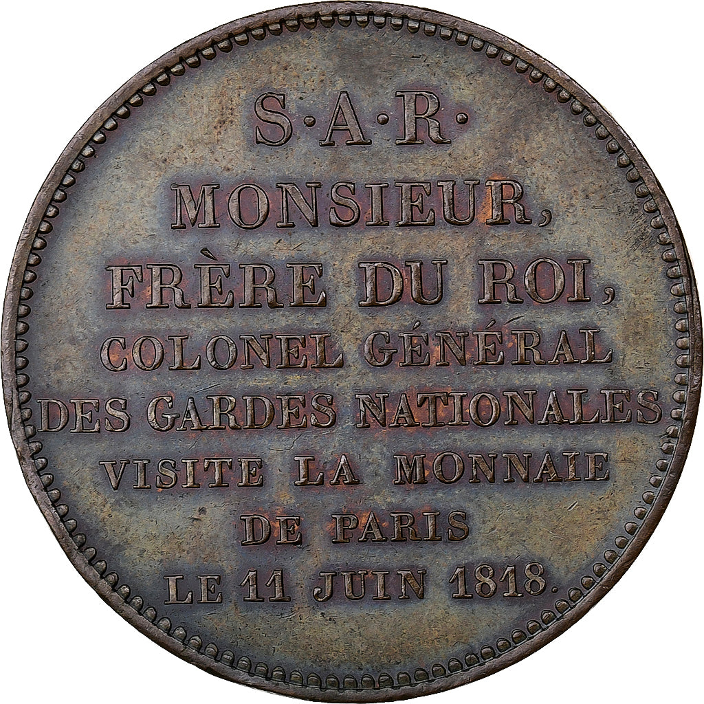 França, medalha, Charles-Philippe de France, Visite à la MdP, 1818, Paris