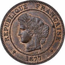 France, 5 Centimes, Cérès, 1877, Paris, Bronze, AU(55-58), Gadoury:157a