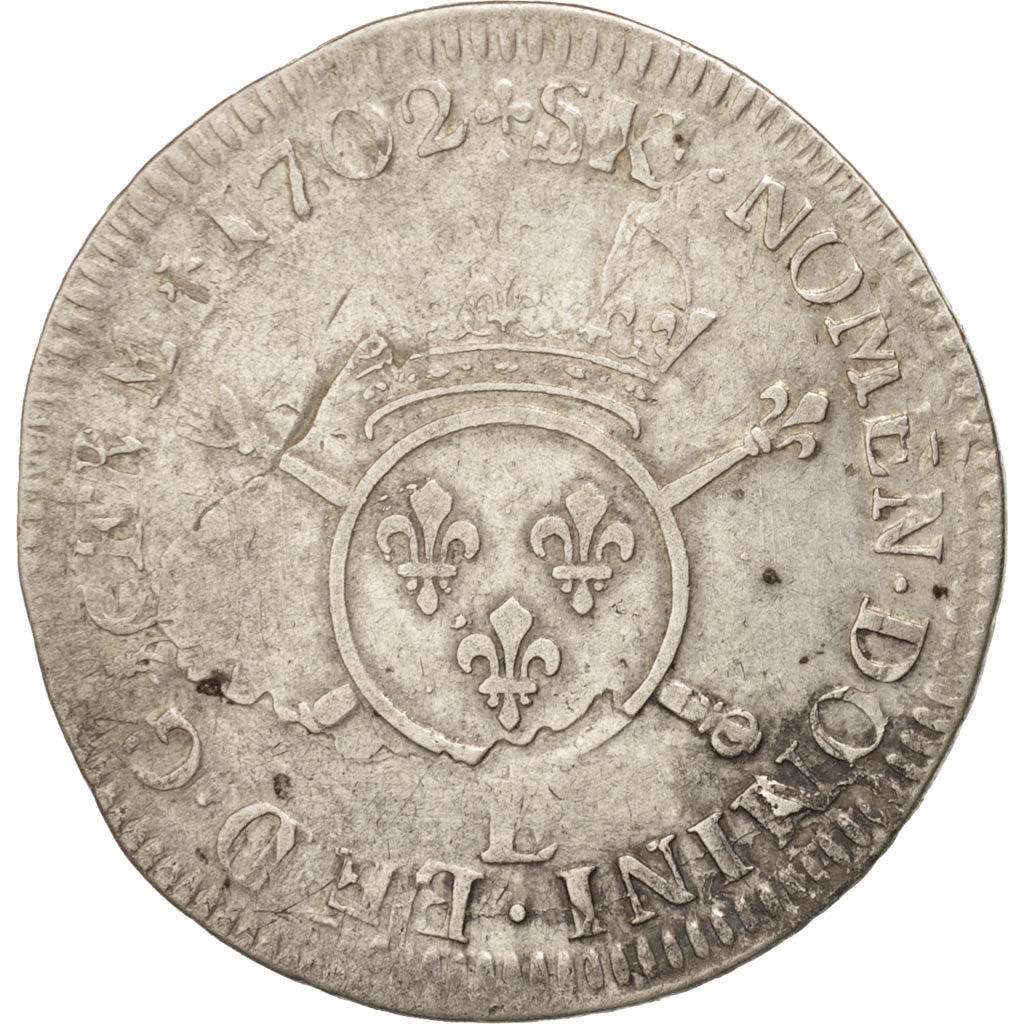 Coin, France, Louis XIV, 1/4 Écu aux insignes, 1/4 Ecu, 1702, Tours, EF(40-45)