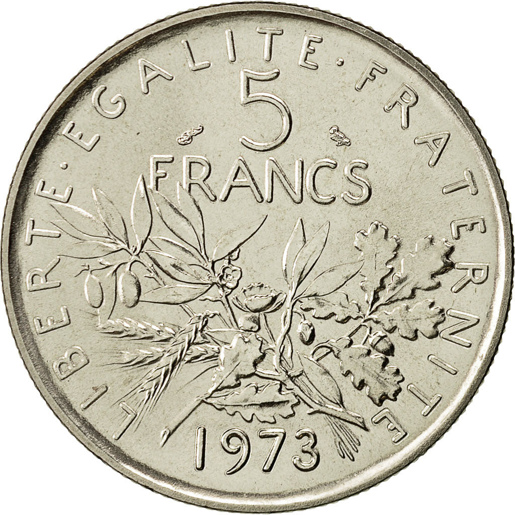 Munten, Frankrijk, Semeuse, 5 Francs, 1973, Paris, FDC