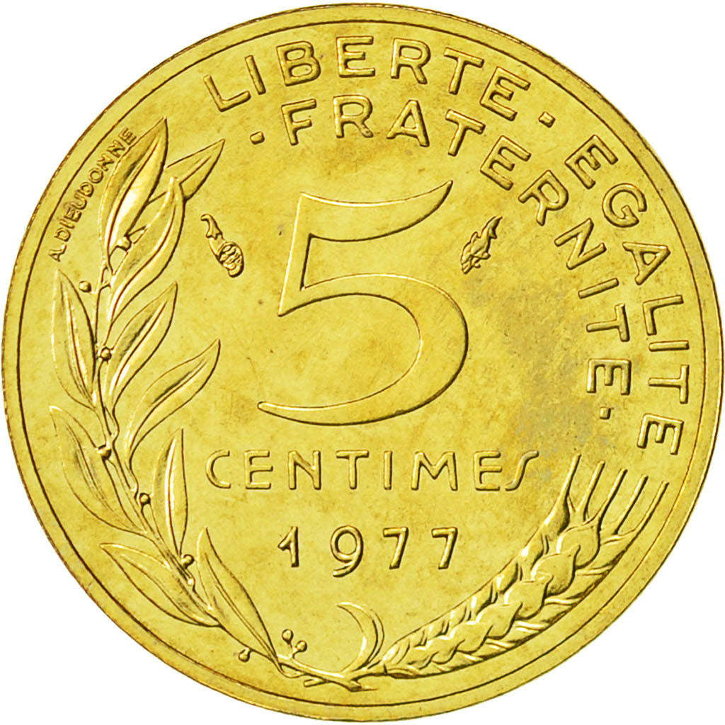 Coin, France, Marianne, 5 Centimes, 1977, Paris, MS(65-70), Aluminum-Bronze