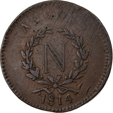 Francia, Napoleon I, 10 Centimes, 1814, Anvers, Bronzo, MB, Gadoury:191a