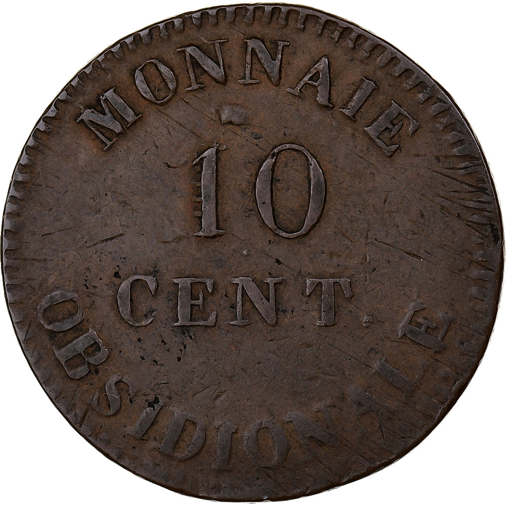Francia, Napoleon I, 10 Centimes, 1814, Anvers, Bronzo, MB, Gadoury:191a