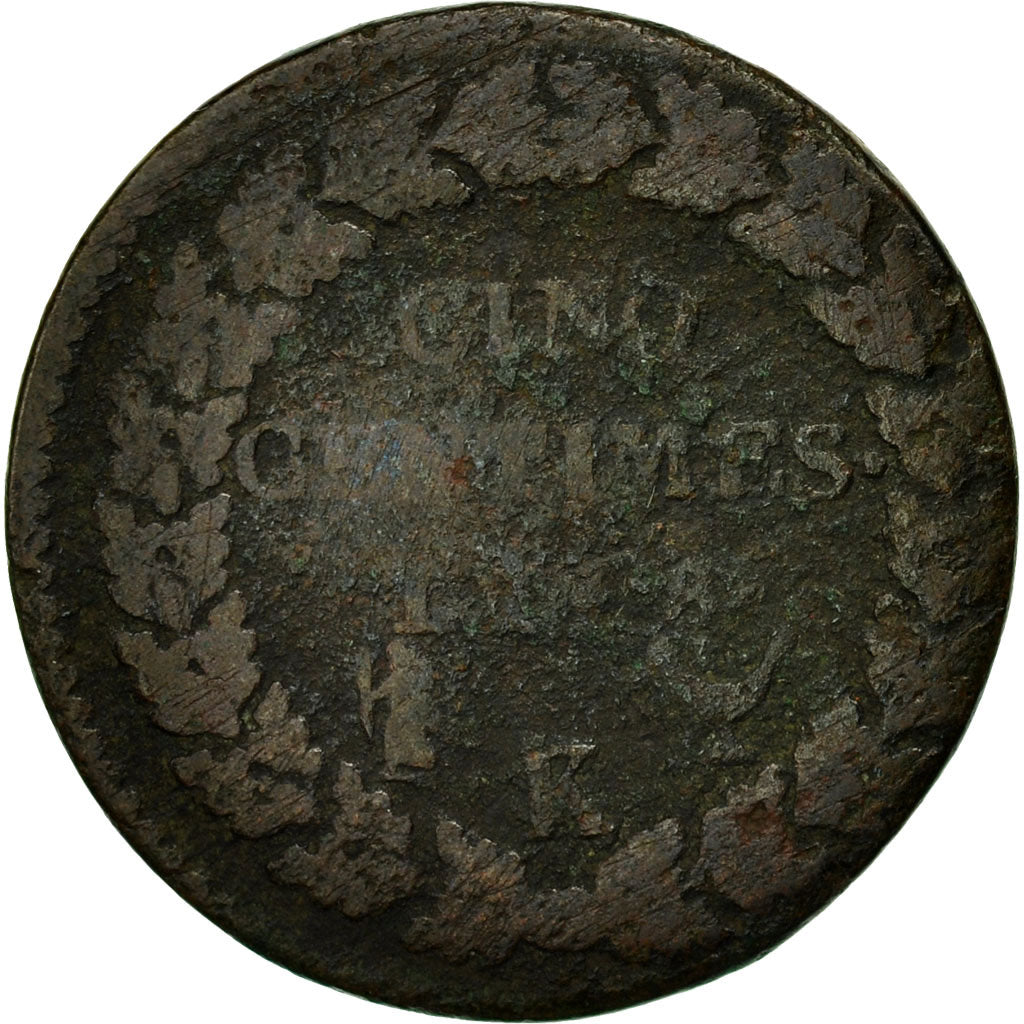 Monnaie, France, Dupré, 5 Centimes, AN 8, Bordeaux, B, Bronze, Gadoury:126a