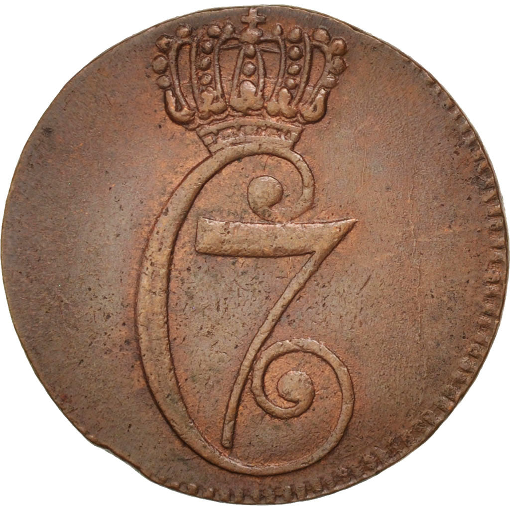 Danemark, Christian VII, 1/2 Skilling, 1771, Copenhagen, Cuivre, TTB+, KM:615.1