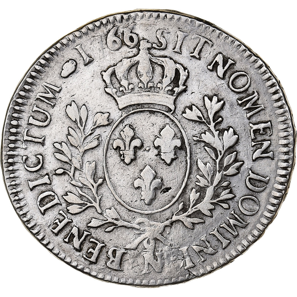 France, Louis XV, Écu au bandeau, 1766/5, Montpellier, Silver, VF(30-35)