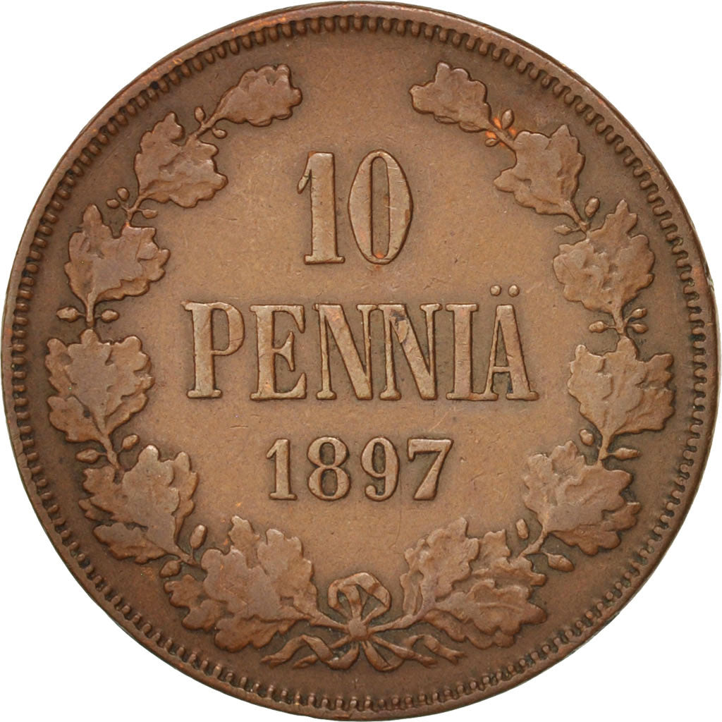Coin, Finland, Nicholas II, 10 Pennia, 1897, EF(40-45), Copper, KM:14